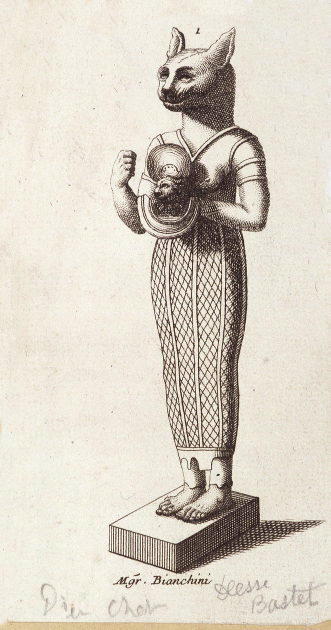 Statue of the Goddess of Dance, Cat-head Bastet (Ancient Egypt). Goddess in ancient Egyptian religion by Unknown artist