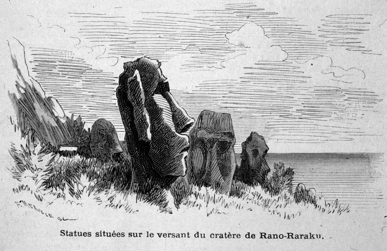 Statues located on Easter Island (Rapa Nui), Polynesia. by Unknown artist