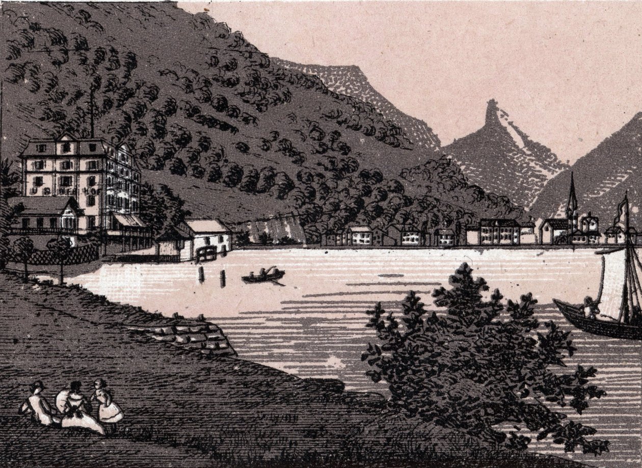 Switzerland: view of the city of Fluelen in 