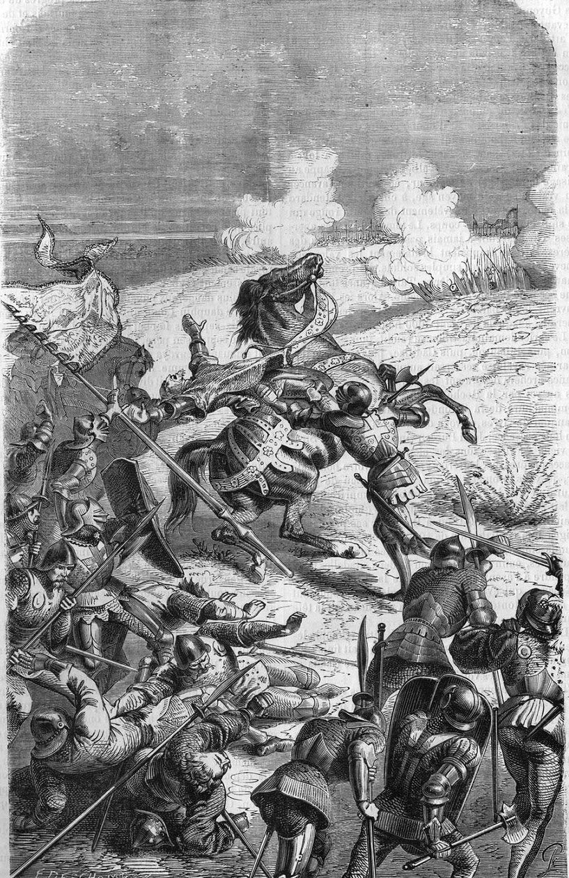 The 75-year-old veteran John Talot leading an expedition of 3000 men, engraving representing Talbot