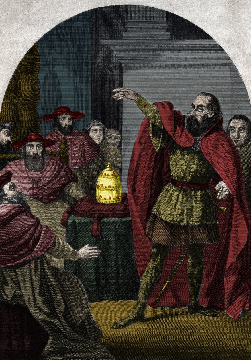 The Antipope John XXIII (1410-1415) (Baldassarre Cossa) was proclaimed sovereign pontiff by the Council of Pisa in 1410. Engraving from 1842 in 