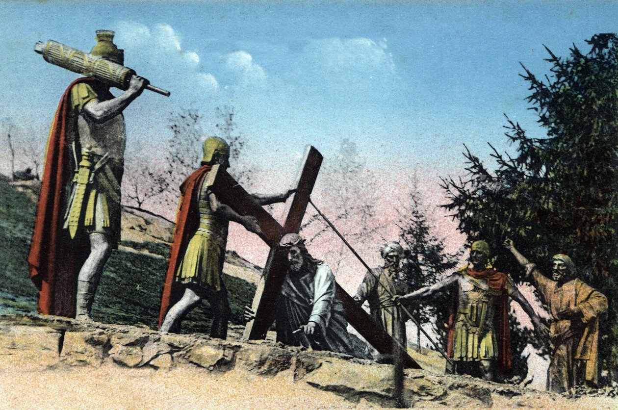 The Calvary of Lourdes (Way of the Cross): III Station - Jesus Falls Under the Weight of His Cross by Unknown Artist