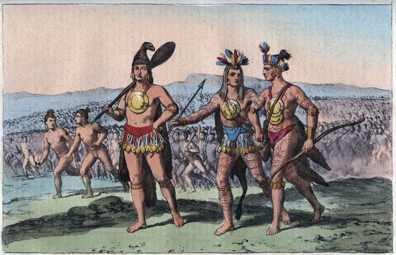 The Chiefs of Florida on Their Way to War (Native American Indian) - engraving from 