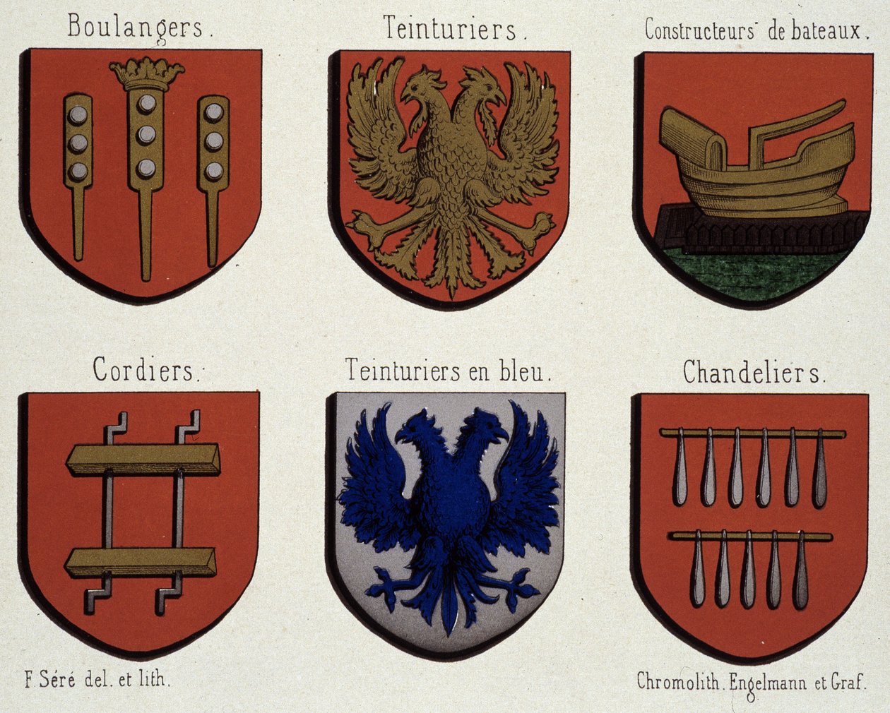 The Coats of Arms of Ghent (Sample of the Coats of Arms of the Middle Ages): Bakers, Dyers, Boat builders, Cordiers, Blue dyers, Chandeliers by Unknown artist
