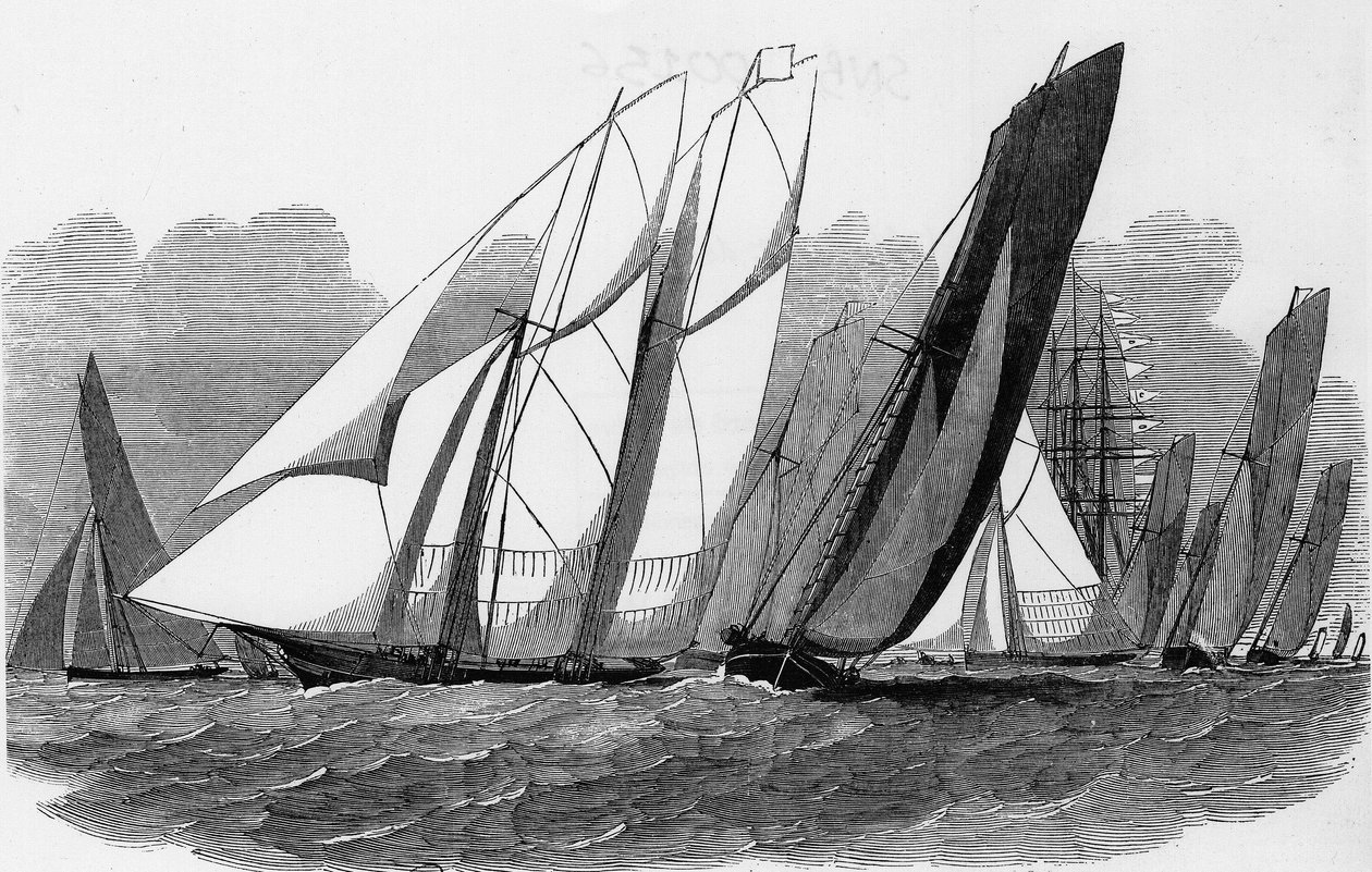 The Cowes Regattas: Yachts at the Hyde Pass - Bibl. des arts deco by Unknown artist