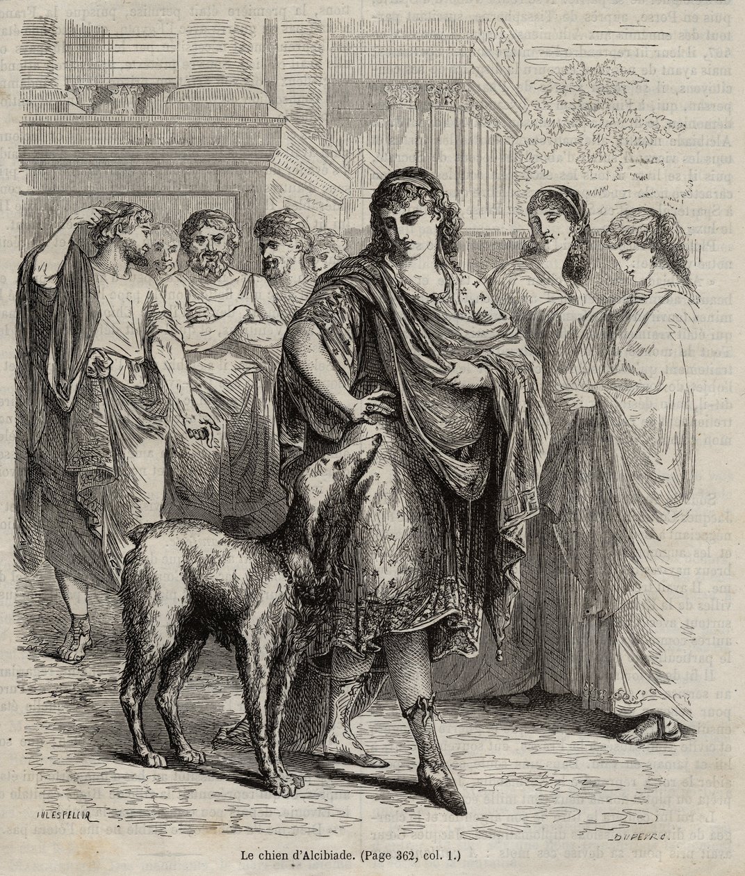 The Dog of Alcibiades - engraving from 1864 by Unknown artist