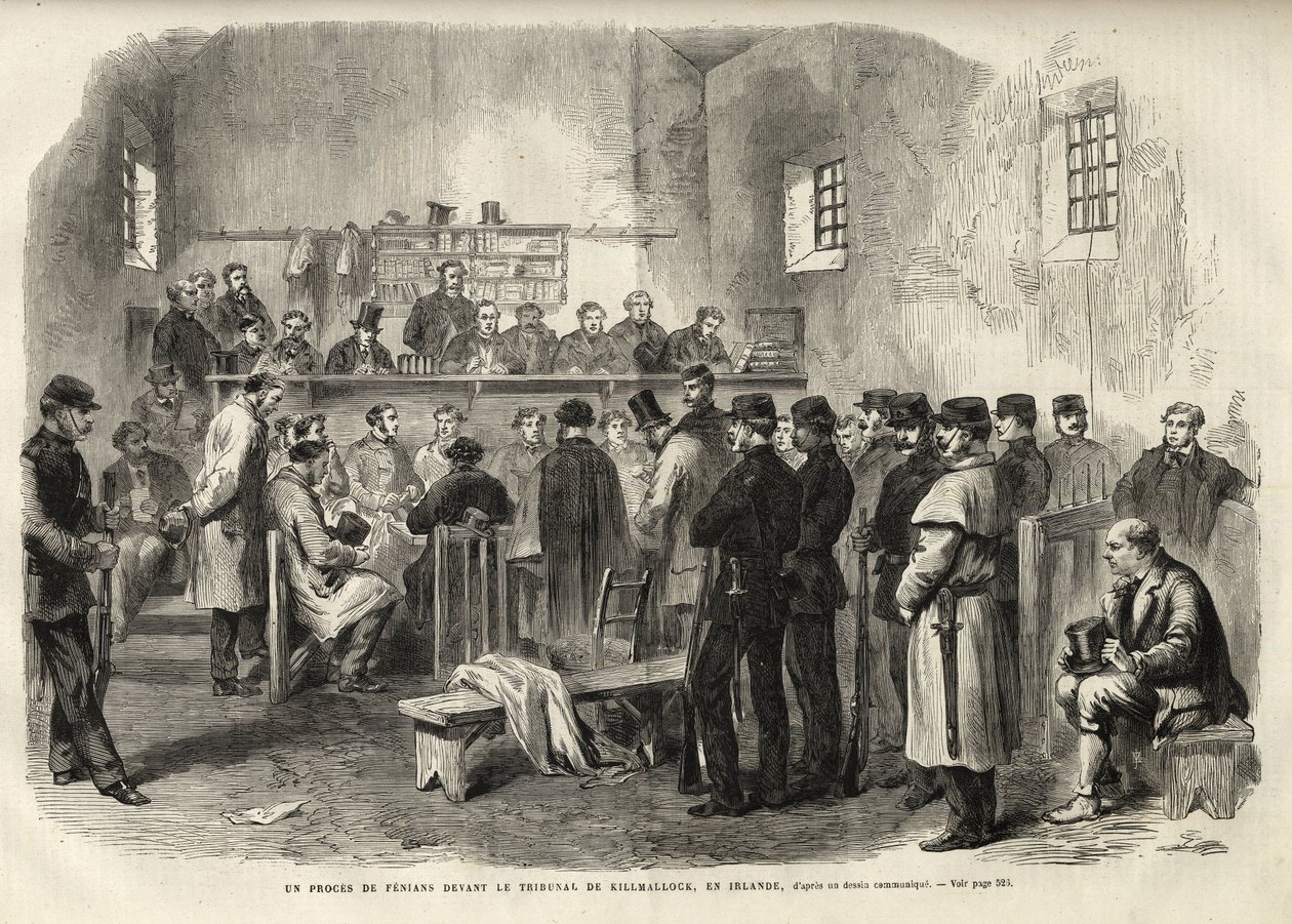 The Fenian Insurrection, Inquest on Mr Cleary in the Courthouse at Kilmallock - 1867 by Unknown artist