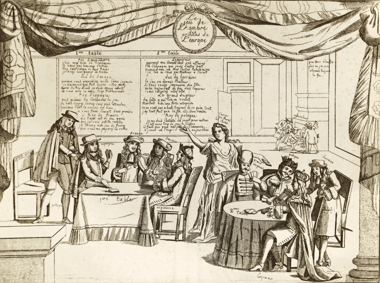 The Game of the Hombre of the Princes of Europe - Hombre, Metaphor of International Politics - 1685 by Unknown artist