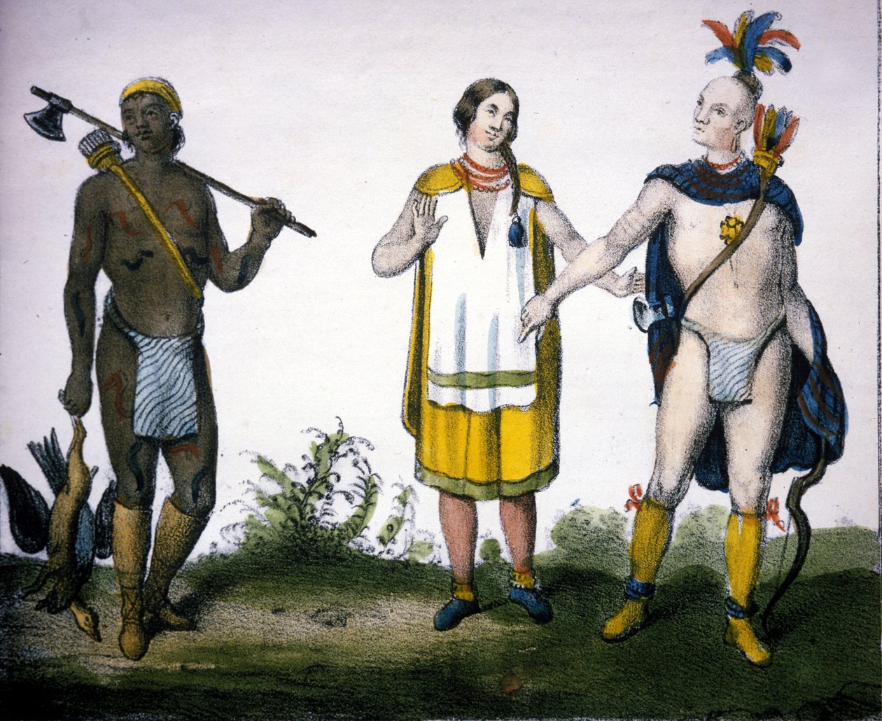 The Indians of Canada: A Hunter (Acadian), a Woman and a Warrior (Lithograph from 