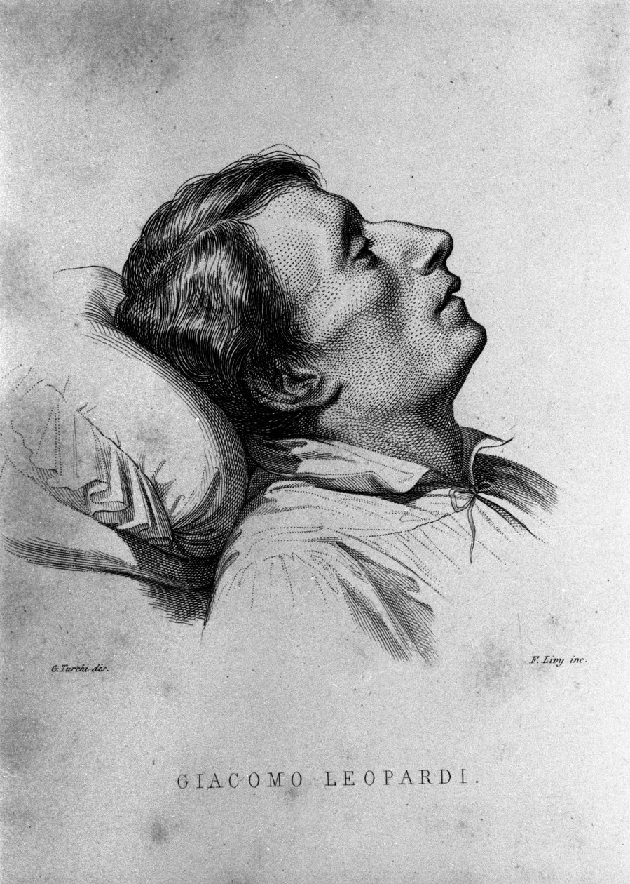 The Italian poet Giacomo Leopardi (1798-1837) on his deathbed by Unknown artist