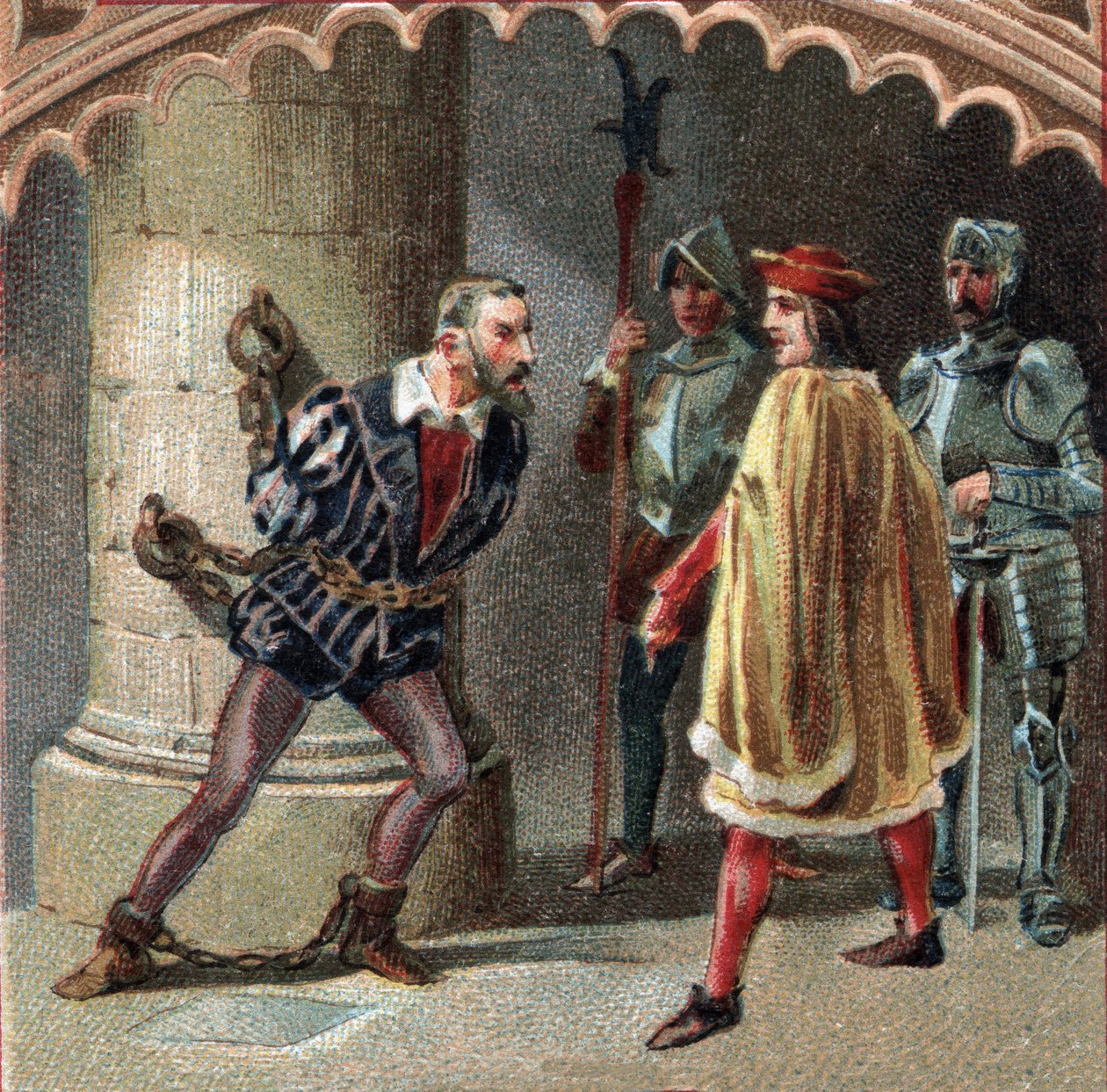 The King of France Louis XII Has Ludovic Marie Sforza, Known as the More, Locked in the Castle of Loches, in Touraine. Chromolithography of the Late 19th Century by Unknown artist