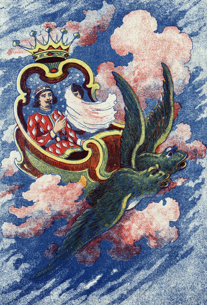 The Prince and Truitonne go to the Fee Soussio. Anonymous illustration for the tale 