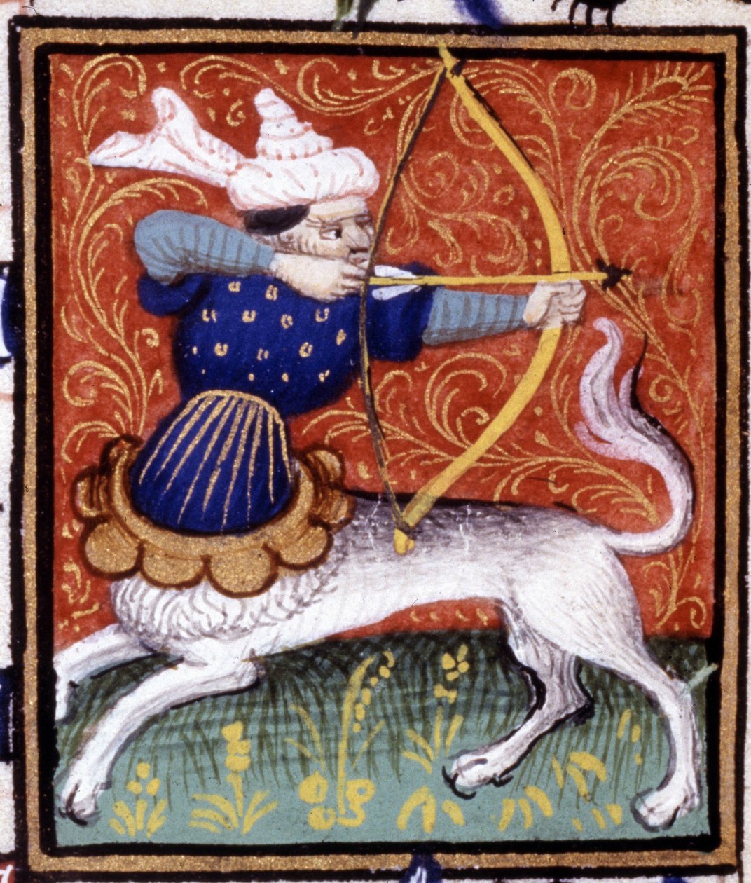 The Sagittarius. Miniature of a horoscope. 15th century manuscript. Bibl. Trivulziana, Milan by Unknown artist