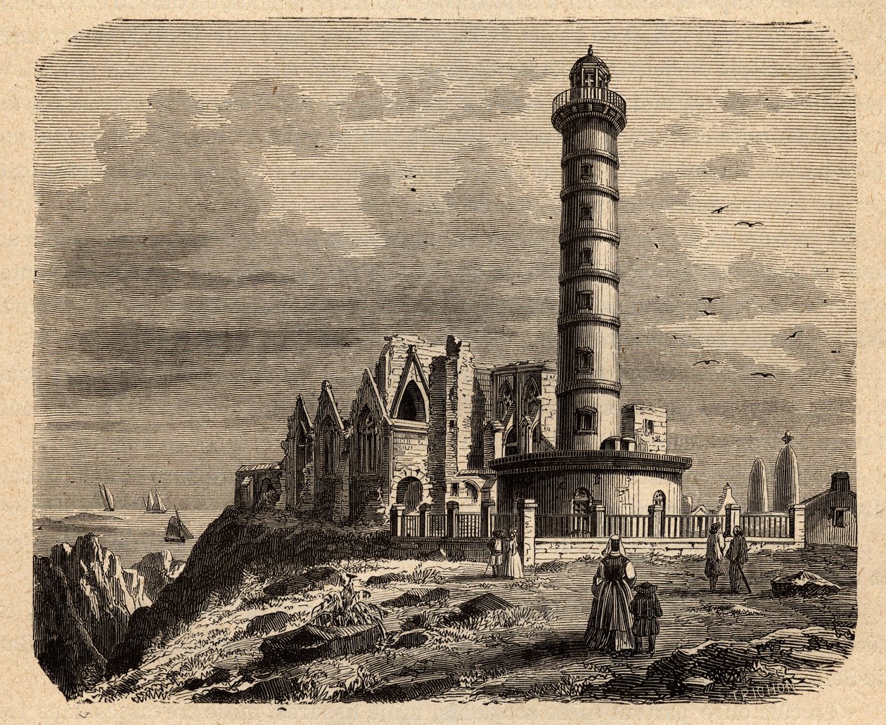 The Abbey Saint Mathieu de Fine Terre - Breton Abbey - Engraving in 