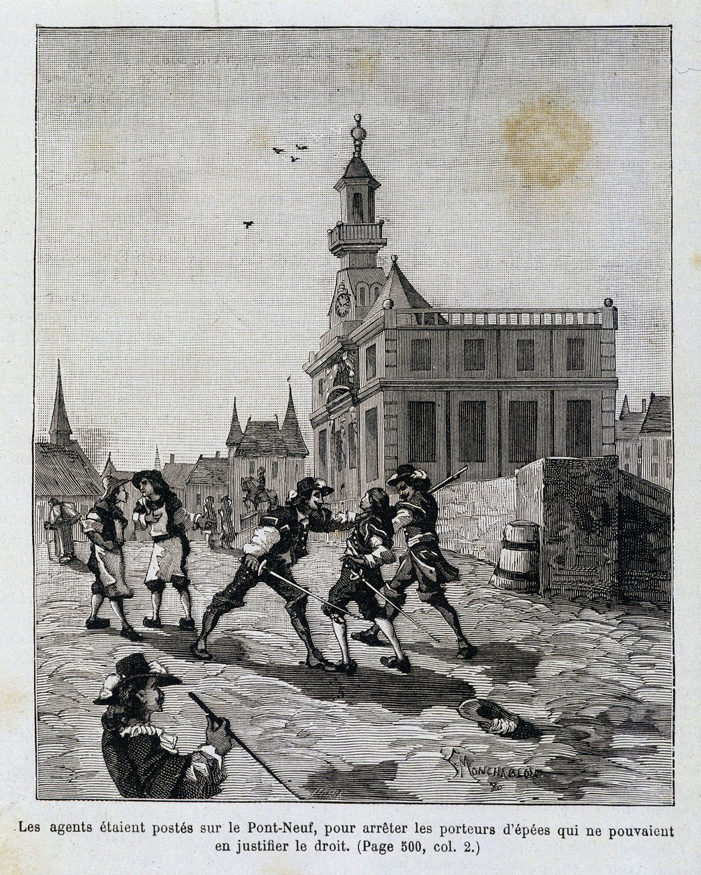 The agents were stationed on the Pont Neuf, to stop those who could not justify their right by Unknown artist