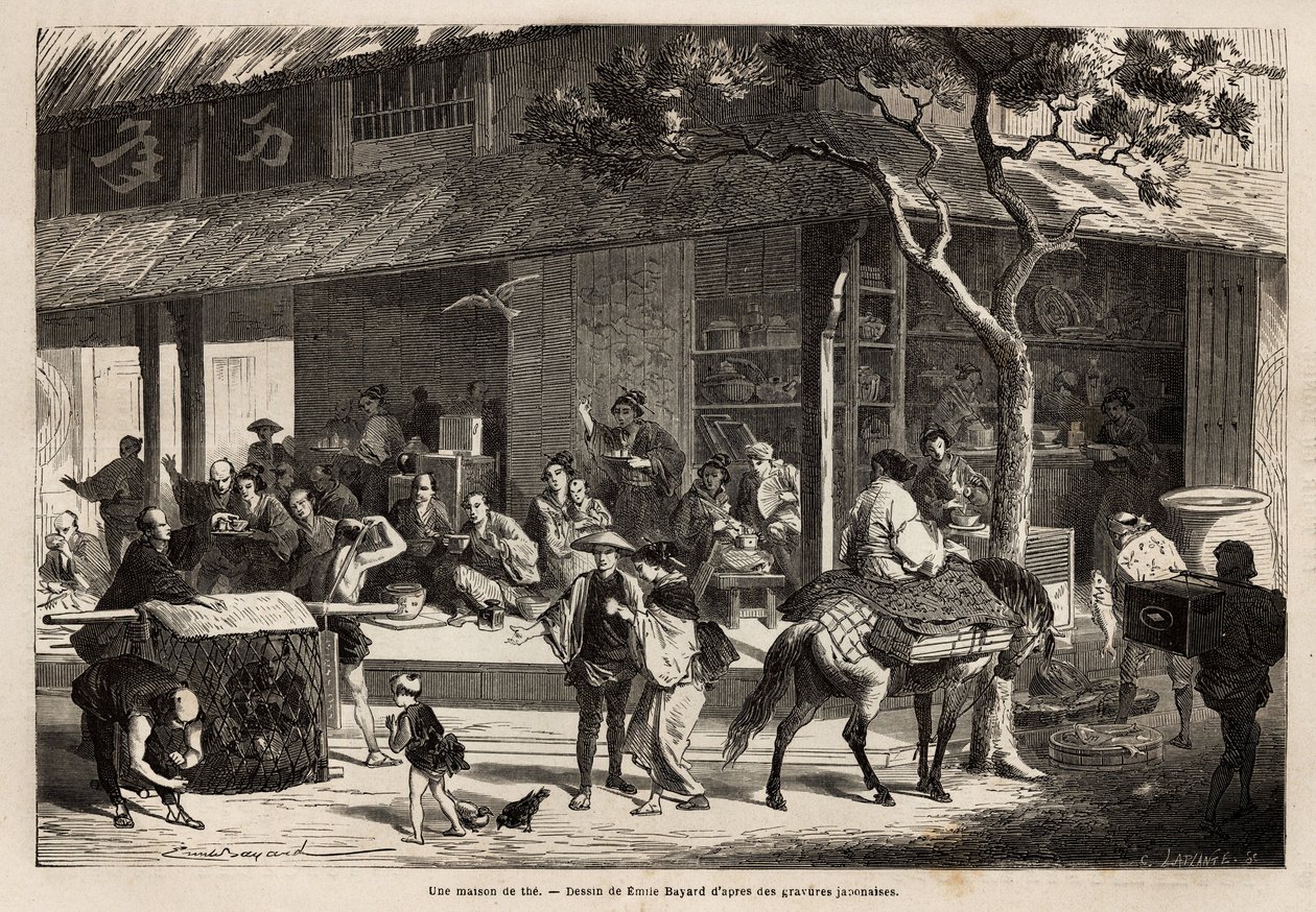 The Animation of a House and the Activities of the Street, Engraving to Illustrate the Voyage to Japan by Aime Humbert by Unknown artist