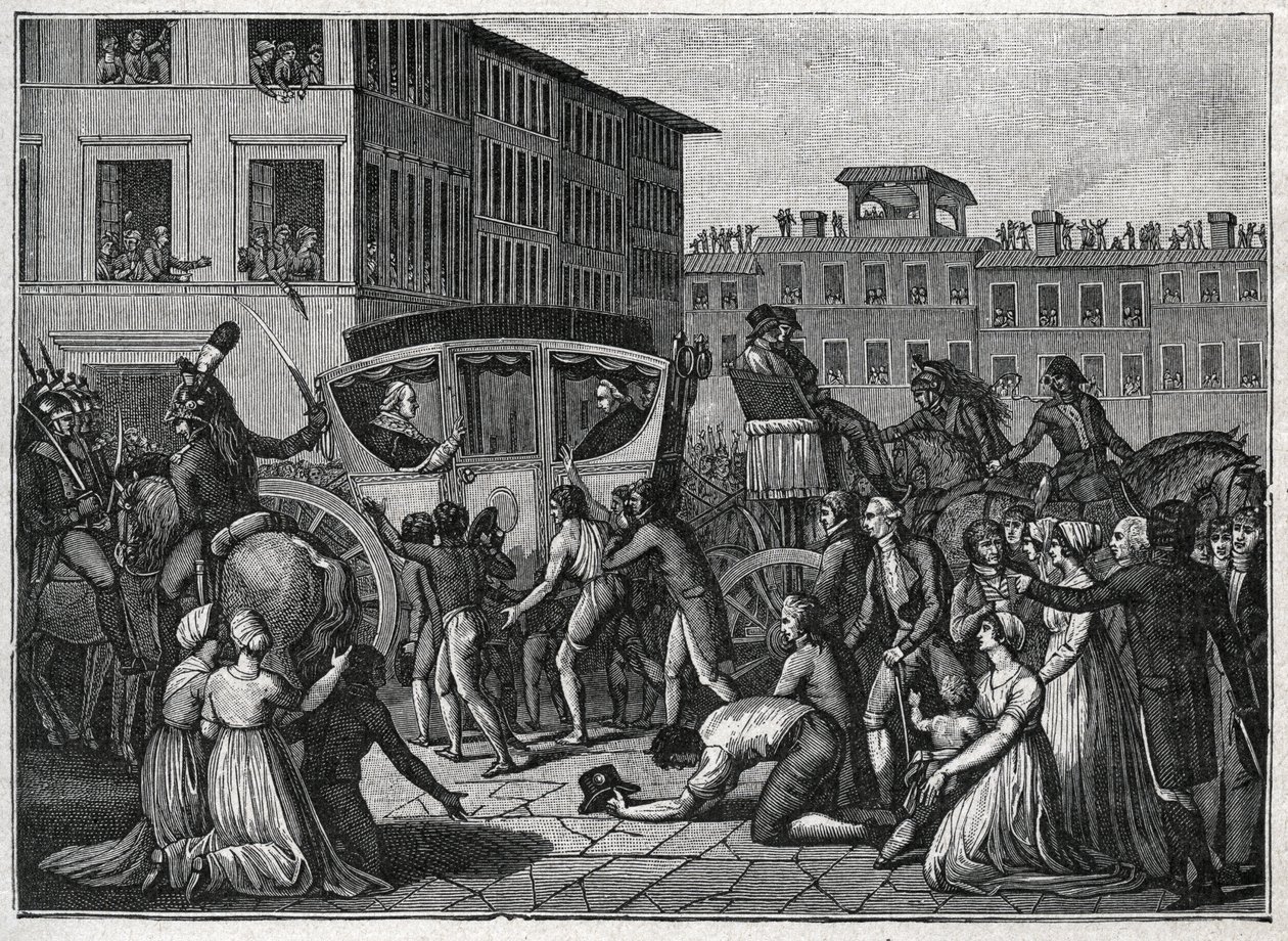 The arrival of Pope Pius VI (Giovanni Angelo Braschi known as Pius VI, PIO 1717-1799) in Grenoble in 1799. Engraving from 1800. by Unknown artist