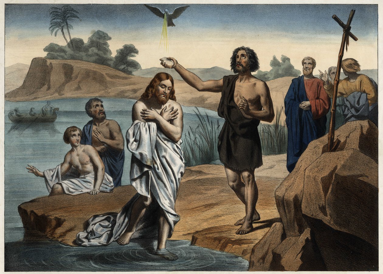 The baptism of Christ. Anonymous engraving from the middle of the 19th century. by Unknown artist