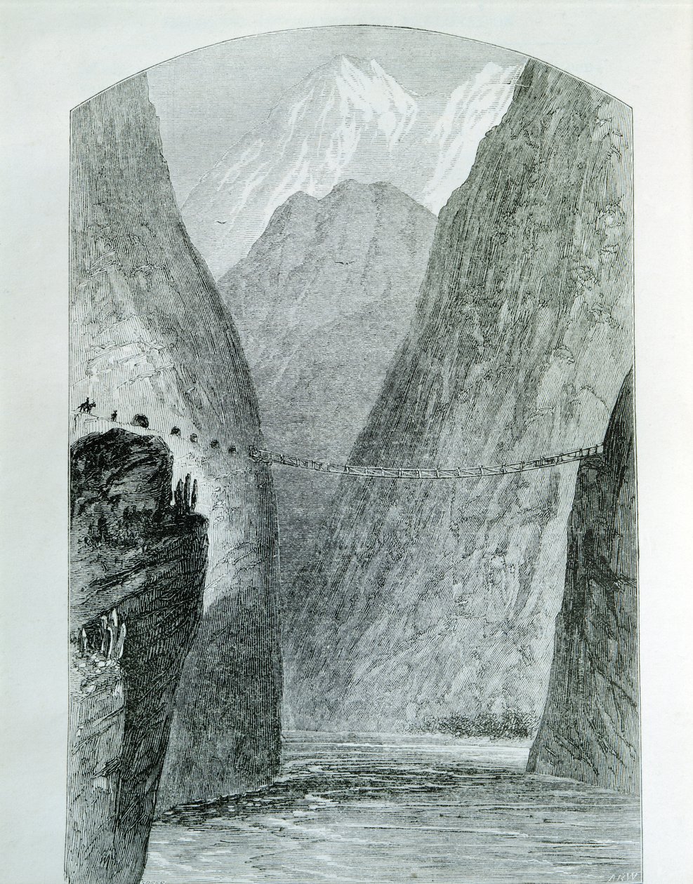 The bridge over the Apurimac River, engraving. Peru by Unknown artist