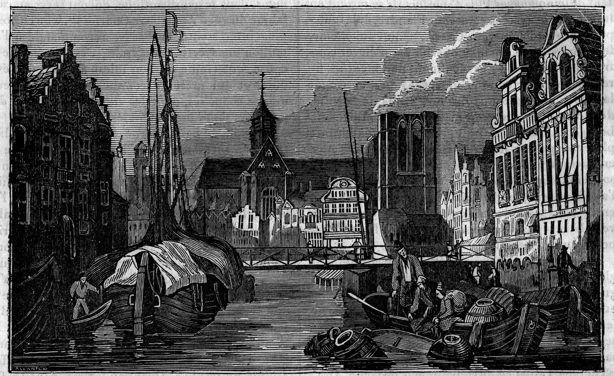 The city of Ghent in Belgium in the 19th century by Unknown artist