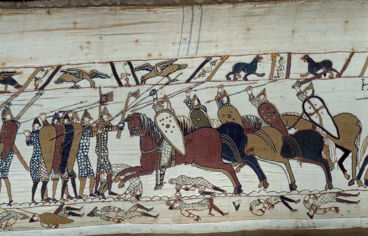 The Conquest of England by William the Conqueror in 1066: Scene of the Battle of Hastings (Detail of the Bayeux Tapestry) by Unknown artist