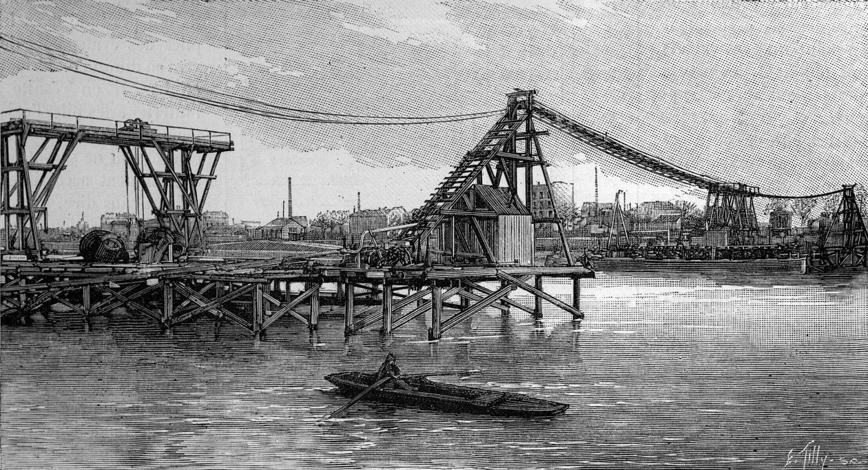 The construction of the Mirabeau bridge in Paris (1893) by Unknown artist