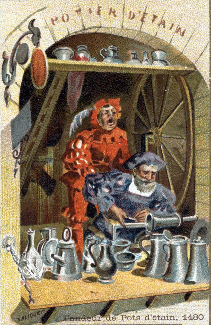 The craft of tin pot smelter in 1480 by Unknown artist
