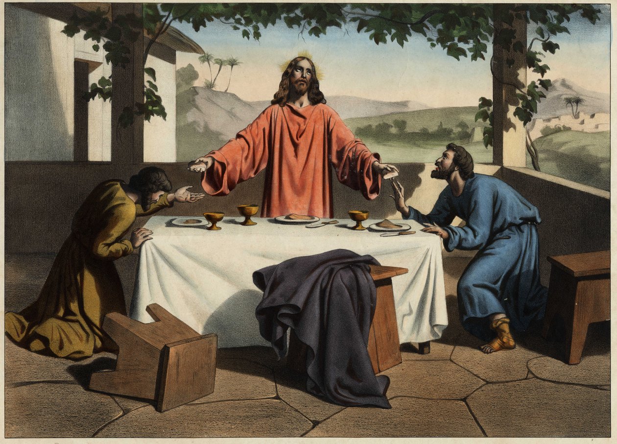 The disciples of Emmaus meet the risen Christ on Easter evening by Unknown artist
