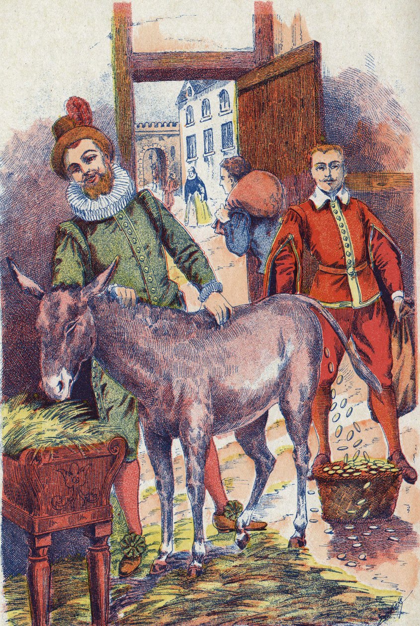 The donkey with gold écus. Illustration for 
