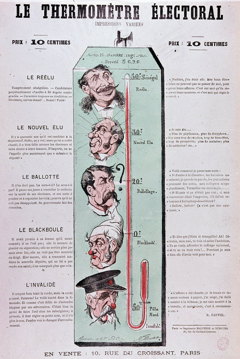 The electoral thermometer - drawing by Unknown artist