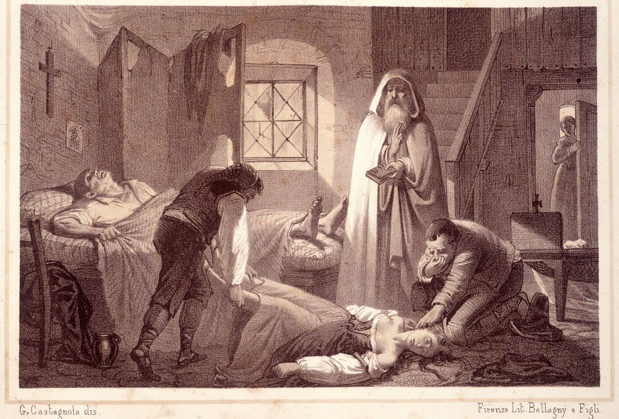 The first 2 victims of the Plague in Noja, small town of Puglia in Italy - in 