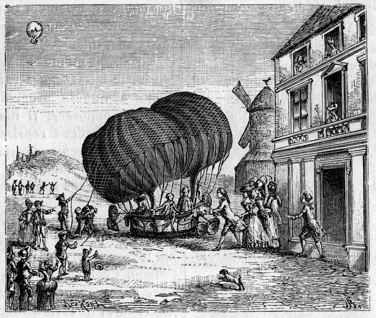 The First Aerostat Lengthened by the Robert Brothers in Front of the Castle of the Prince of Ghistelles on September 19 by Unknown artist