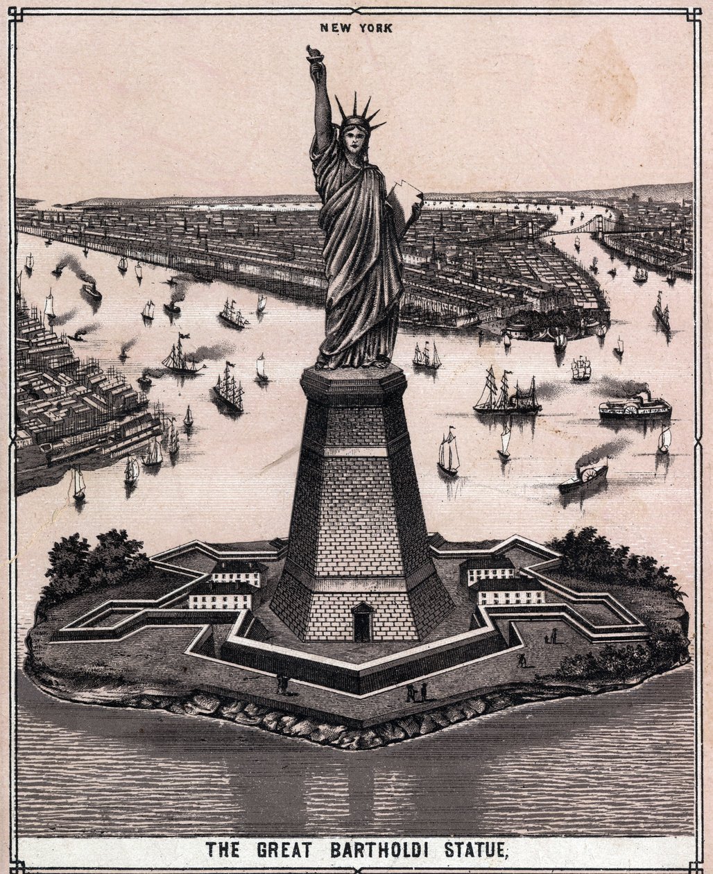 The great Bartholdi statue in New York, USA in 