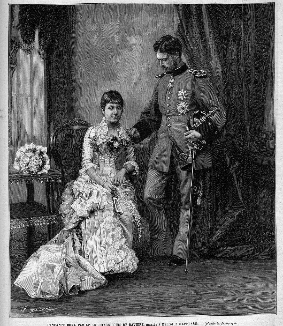 The infante of Spain Dona Maria de la Paz and Prince Louis II of Bavaria by Unknown artist
