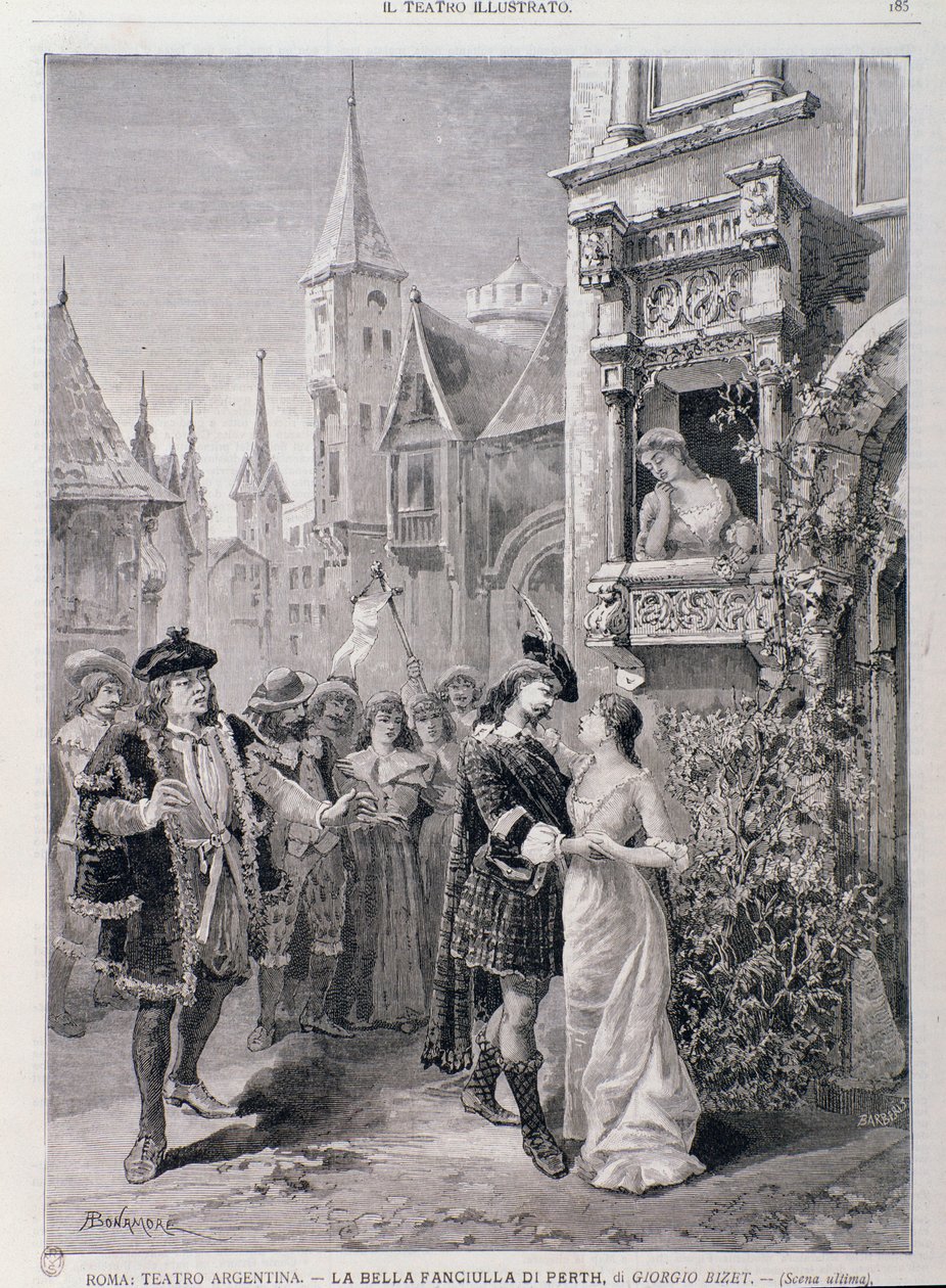 The last scene of The Fair Maid of Perth, opera by Georges Bizet, at the Teatro Argentina in Rome by Unknown artist