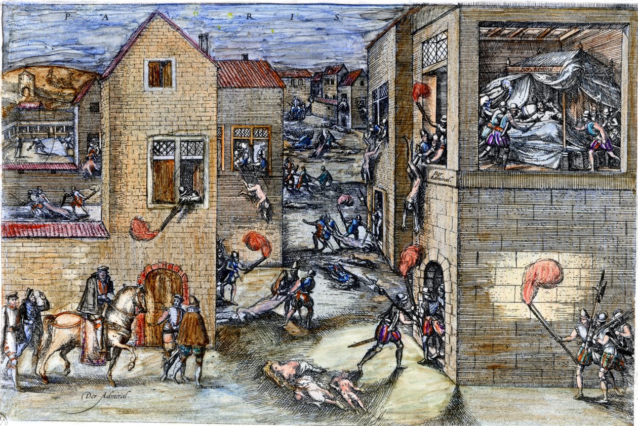 The massacre of Saint Barthelemy (1572). Engraving of the 17th century. by Unknown artist