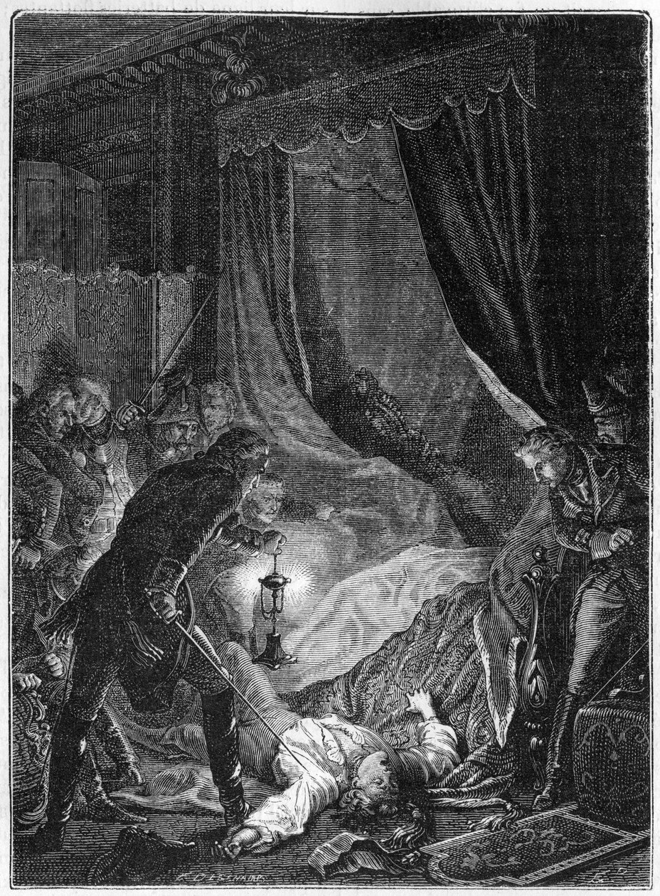 The murder of Tsar Paul I of Russia, March 1801 - Illustration 1882-1884 - The assassination of Paul I Petrovich (1754-1801), Russian tsar, in his room at Saint Michael