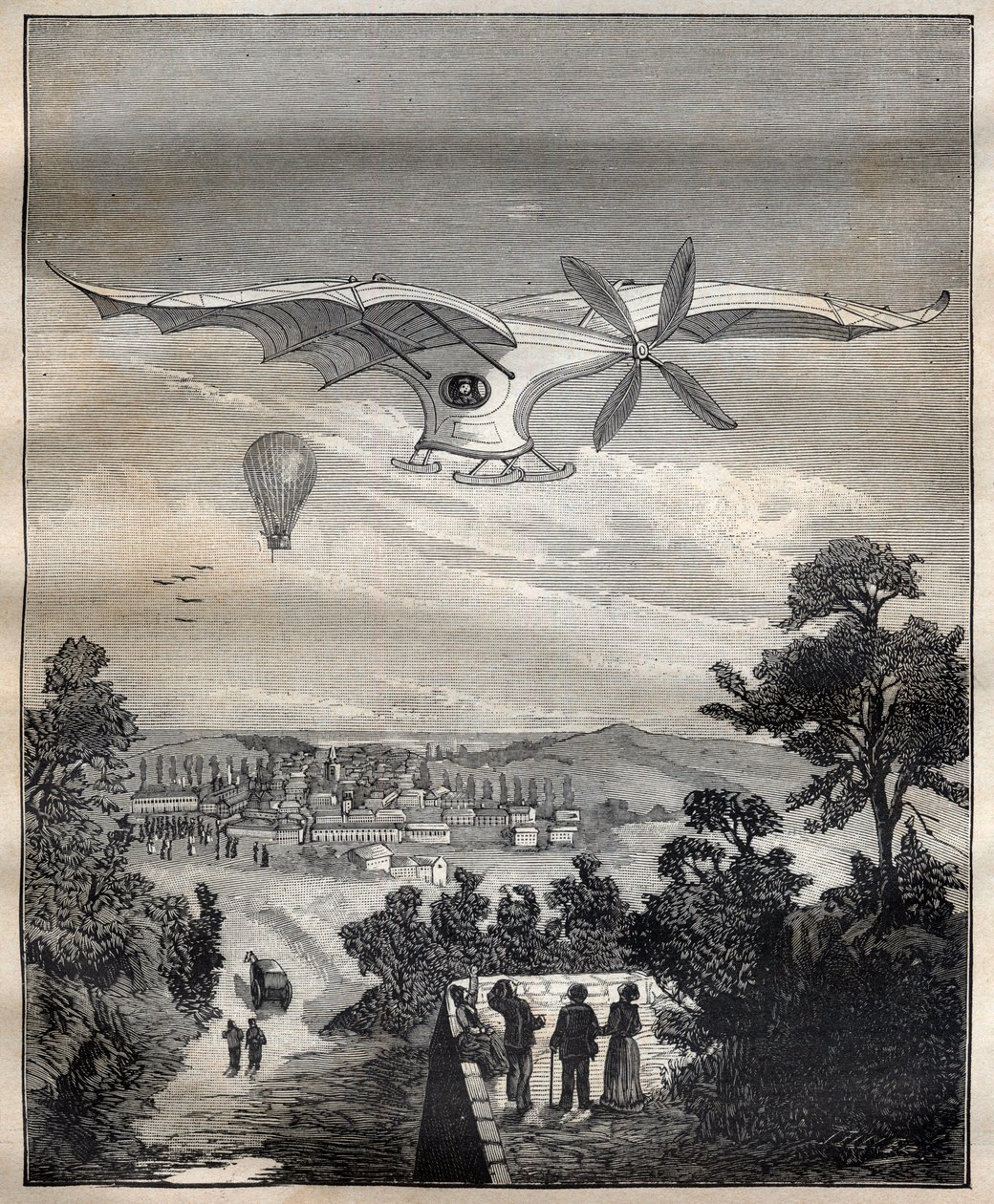 The New Aerostats: The Bird of Clement Ader, the Eole, During an Experiment in the Park of Eugene Pereire Near Paris in 1891 - Engraving in 