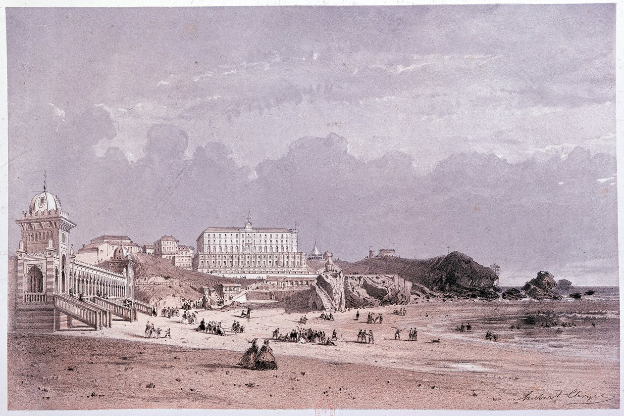 The New Baths of the Côte des Fools and the Casino in Biarritz, 19th Century by Unknown artist