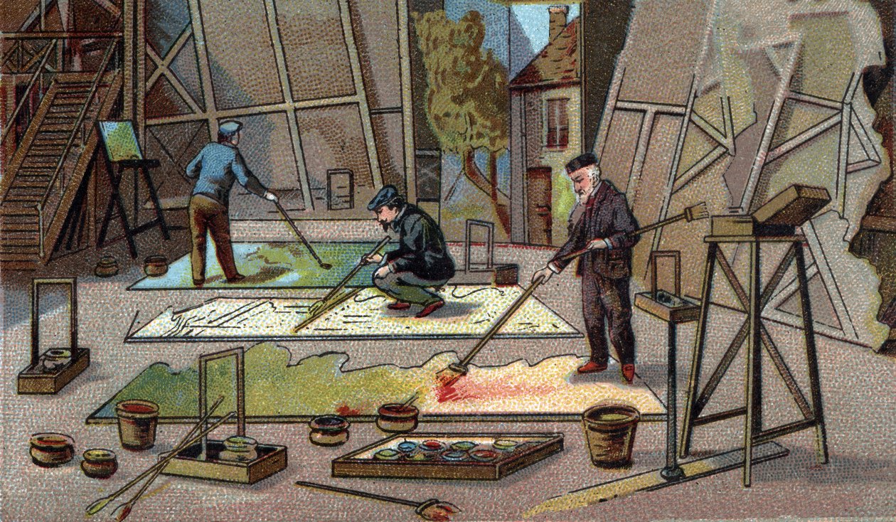 The painter decorator of theatres. Chromolithography of the late 19th century by Unknown artist