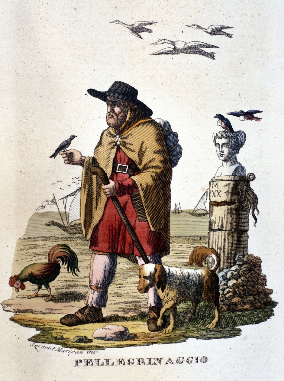 The pilgrimage: a pilgrim on the road to Santiago de Compostela by Unknown artist