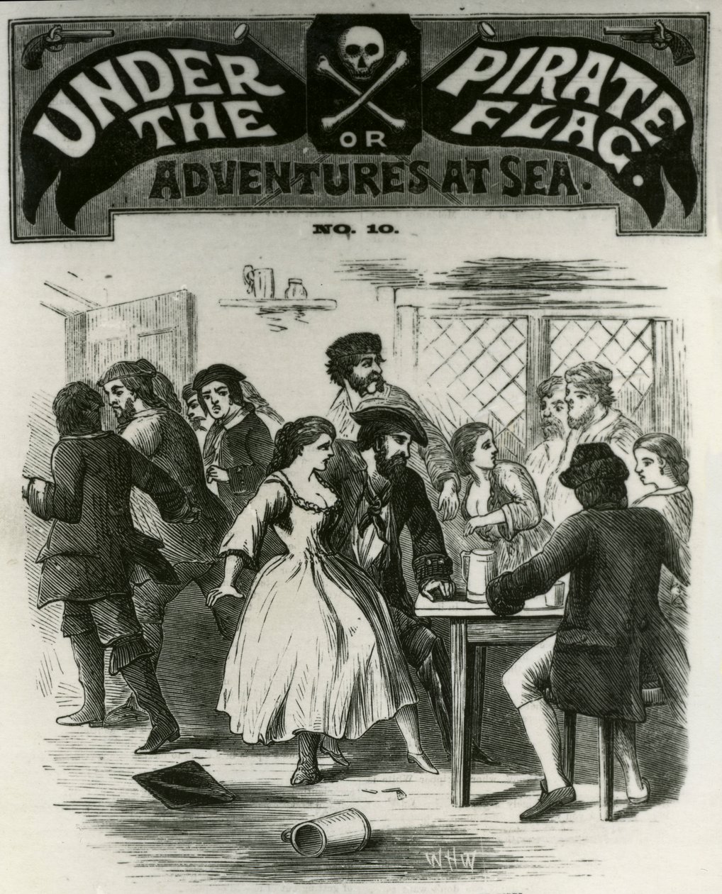 The Pirates Carousing are Frightened by the Ghost of Gibbs, Charles Gibbs, the Rhode Island Pirate by Unknown artist