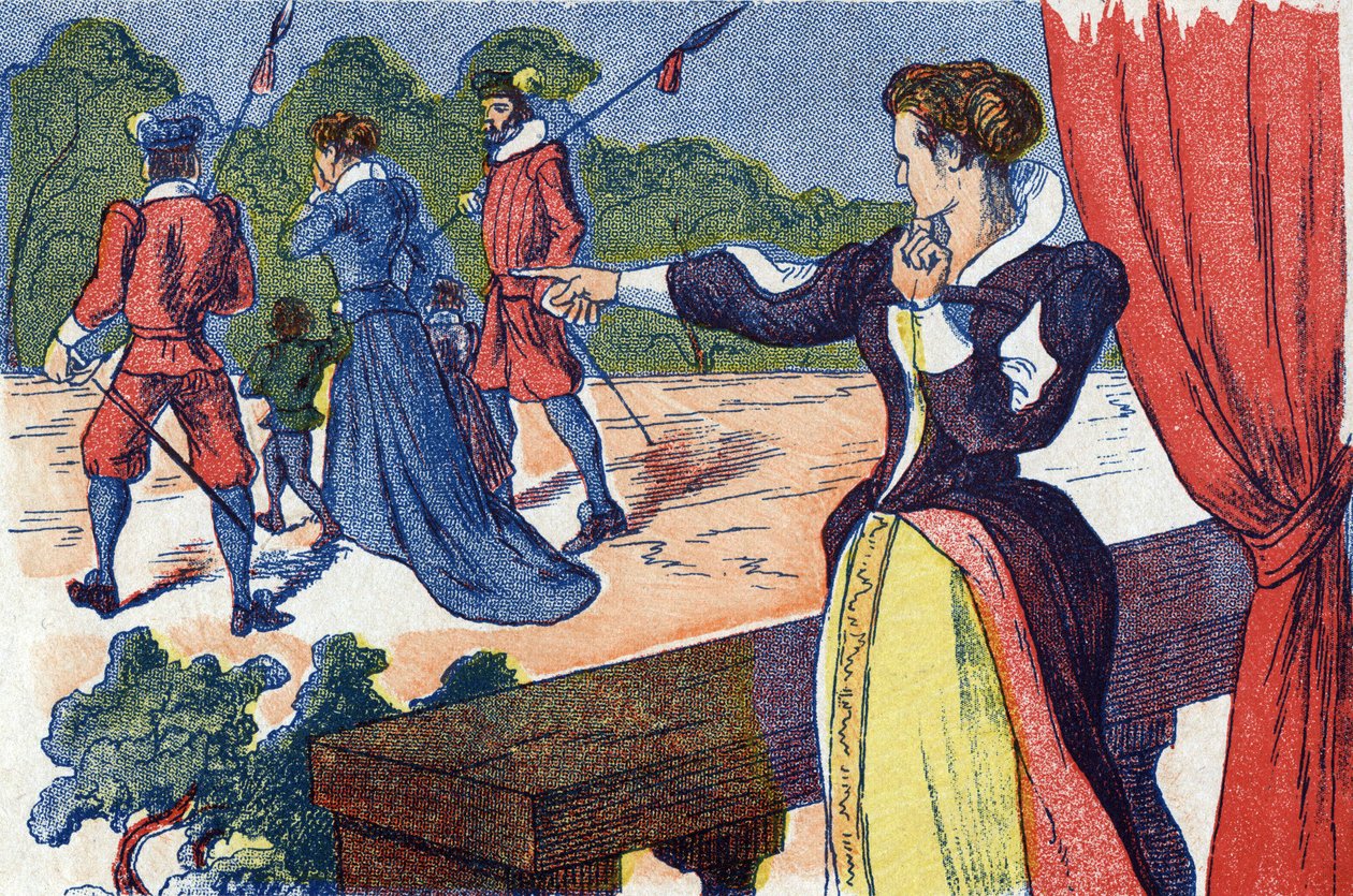 The Queen Mother Locks Up the Queen and Her Children. Illustration for 