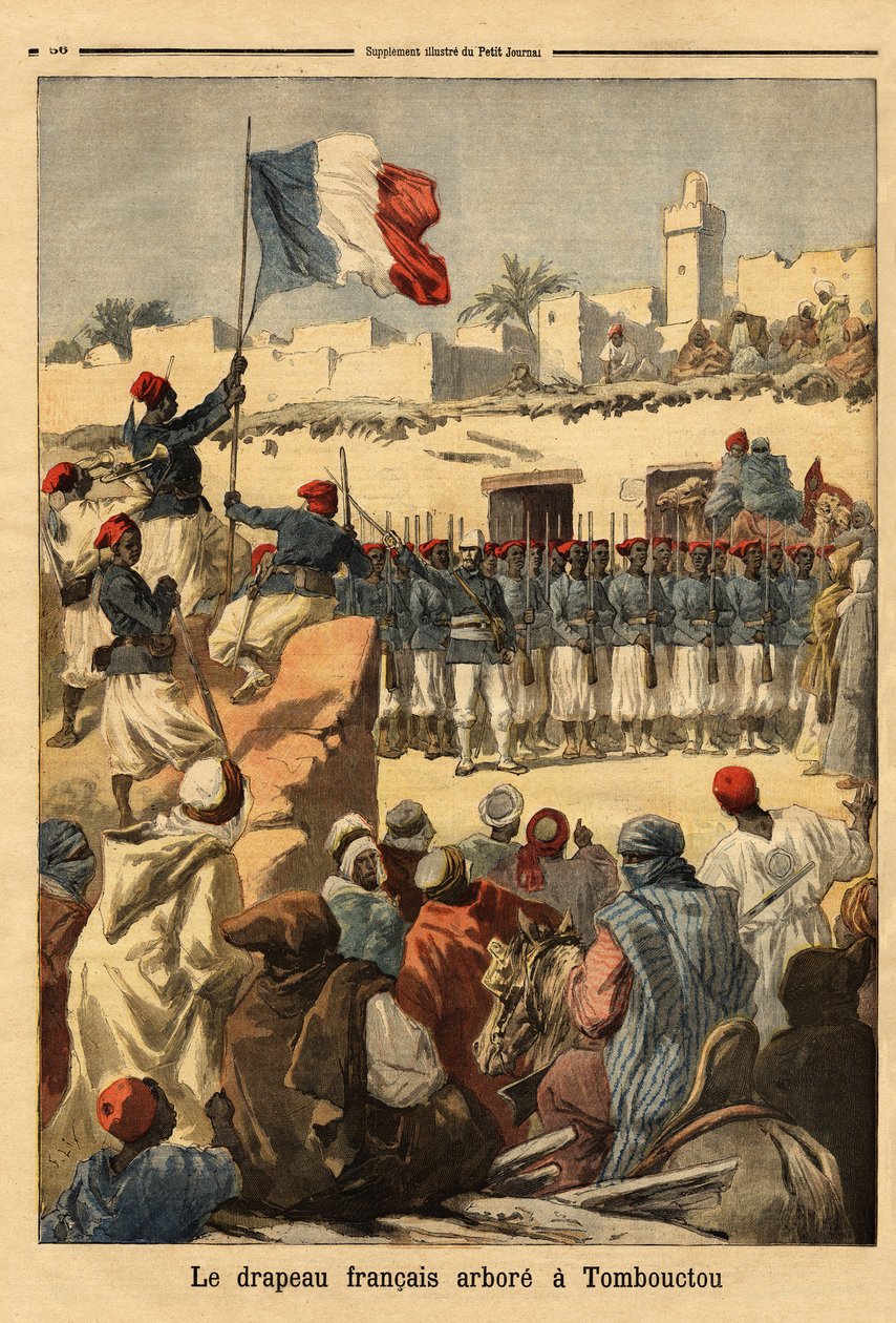 The Raising of the French Flag at Timbuktu (Mali) by Unknown artist