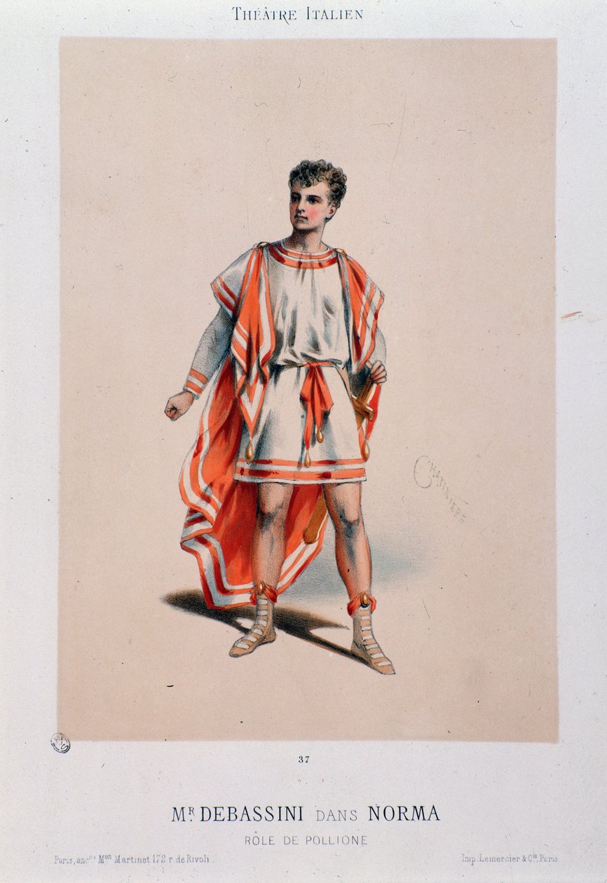 The Singer Achille De Bassini Performing Pollione in the Opera La Norma by Unknown artist