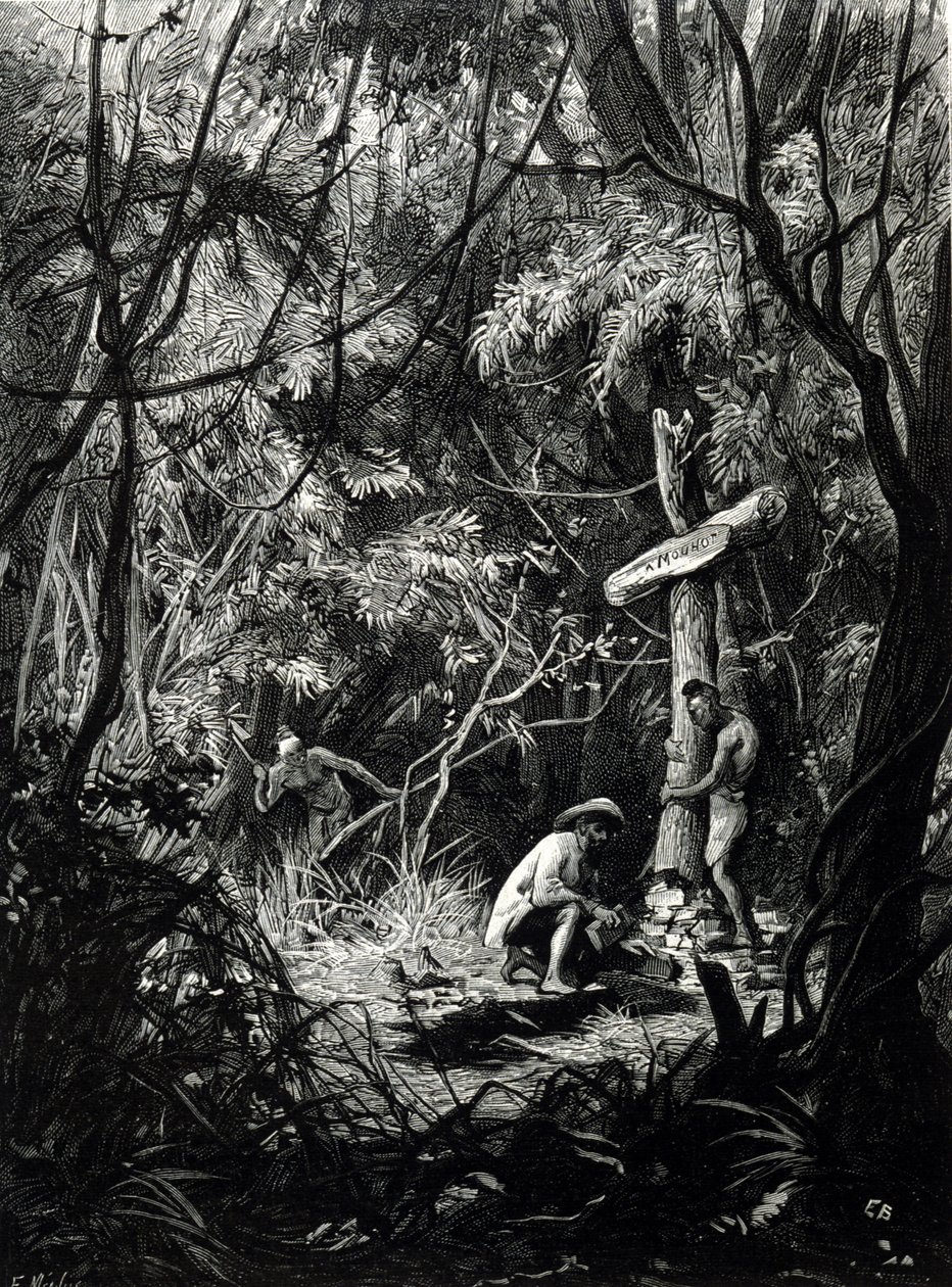 The tomb of the explorer Henri Mouhot in Indochina. by Unknown artist