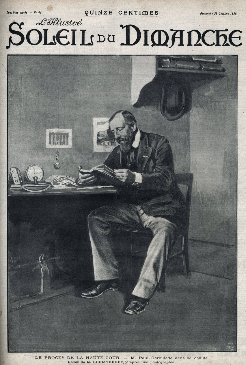 The trial of the High Court: Mr. Paul Deroulede (1846-1914), a French writer and nationalist activist who is an important actor in anti-dreyfusism, in his cell after his attempted coup d