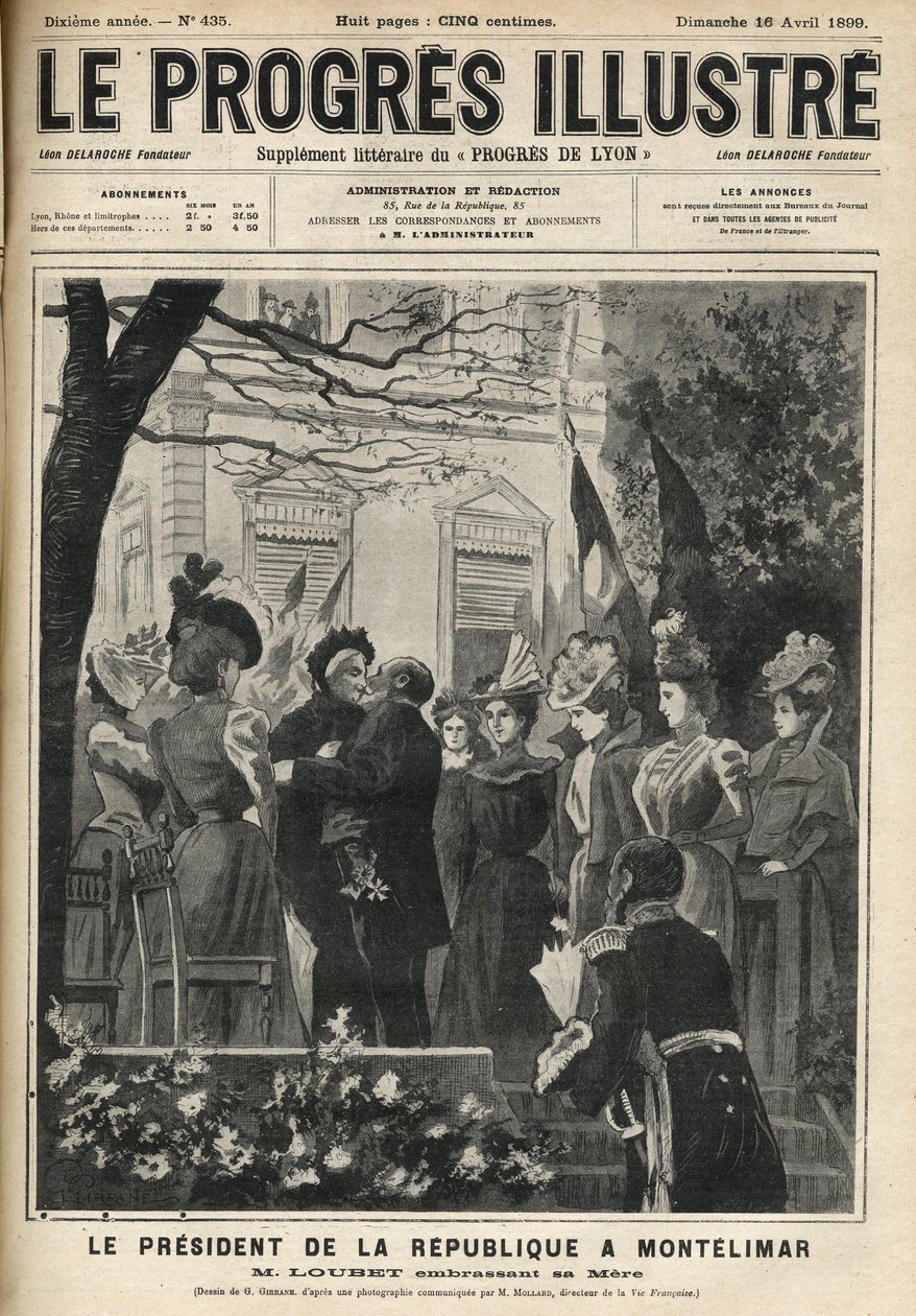 The Trip of the President of the Republic to Montelimar: Emile Loubet and His Mother. Engraving in 