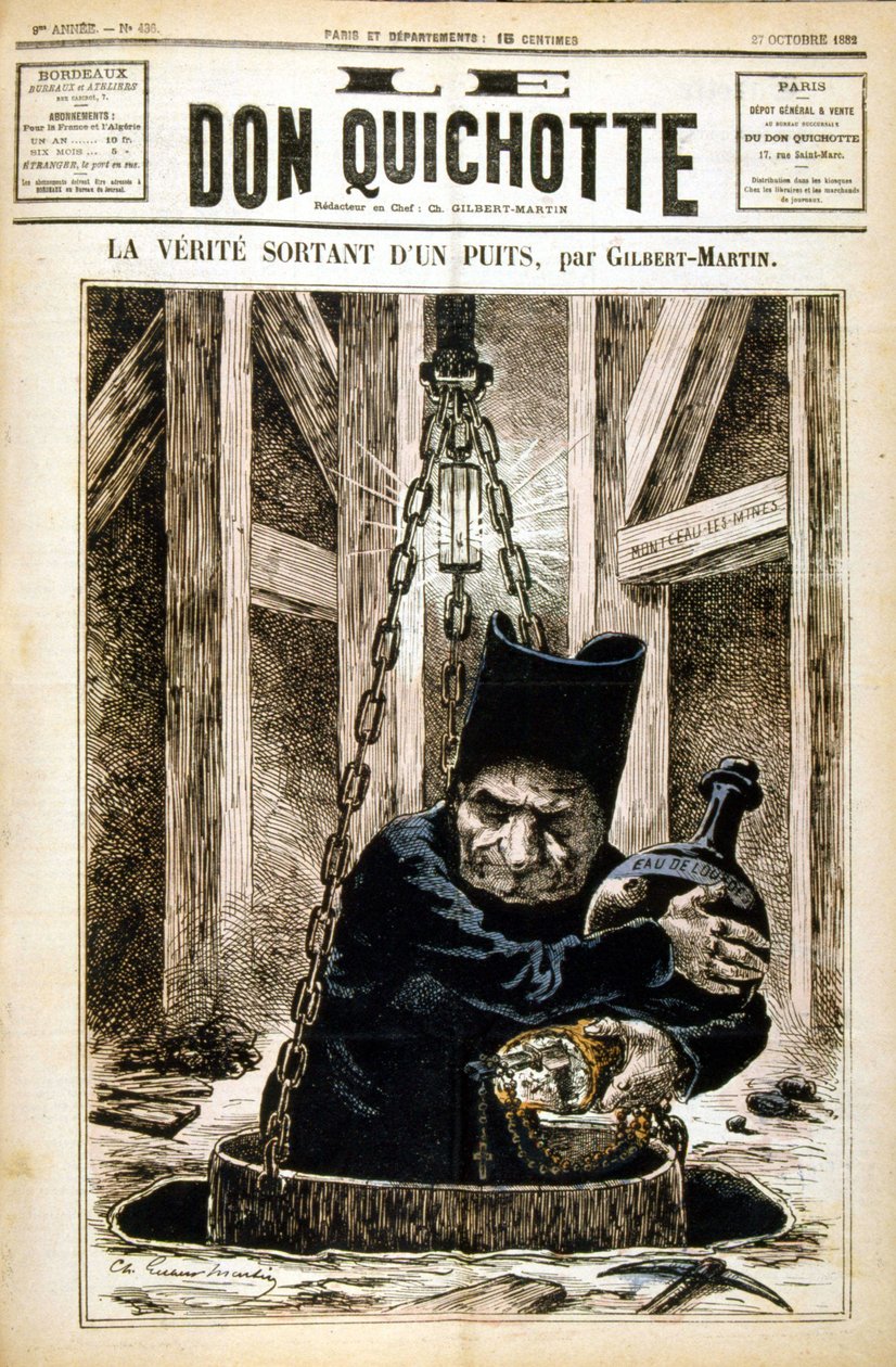 The truth coming out of a well - in Le Don Quixote du 27/10/1882 by Unknown artist