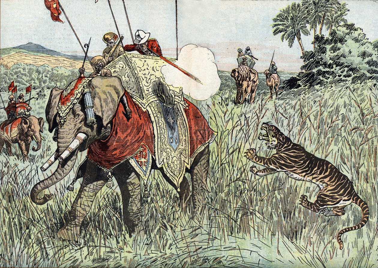 The voyage of the Prince of Wales to the British Indies, represented during a tiger hunt by Unknown Artist